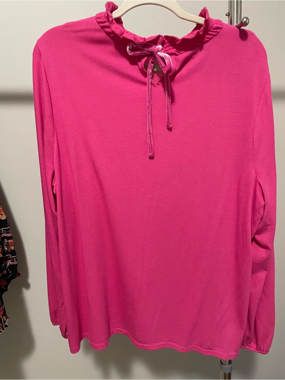 Talbots Hot Pink Ruffle Crewneck Sweater - Picture 2 of 3